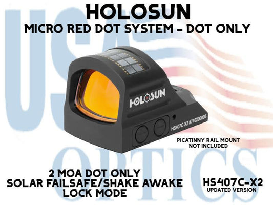 HOLOSUN, HS407C-X2, MICRO RED DOT  - DOT ONLY