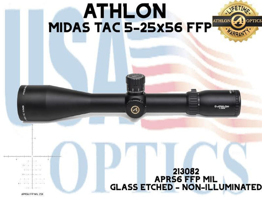 ATHLON, 213082, MIDAS TAC 5-25x56 FFP APRS6 MIL HD