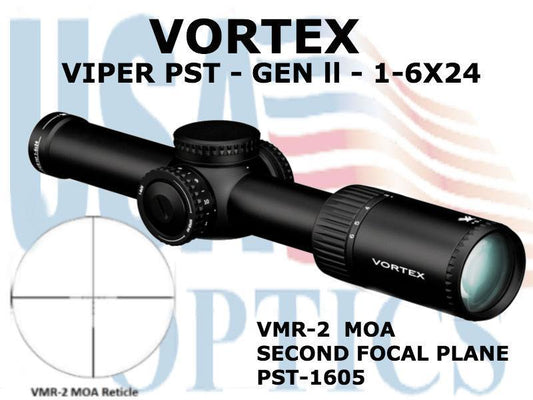 VORTEX, PST-1605,  VIPER PST GEN II 1-6x24 SFP VMR-2 MOA