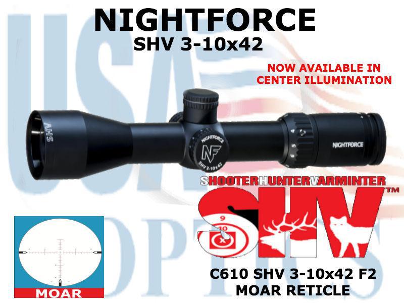 NIGHTFORCE, C610, SHV 3-10x42 MOAR ILLUMINATED