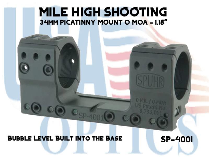 SPUHR, SP-4001, 34mm PICATINNY MOUNT O MOA - 1.18"