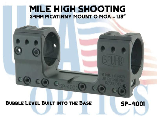 SPUHR, SP-4001, 34mm PICATINNY MOUNT O MOA - 1.18"