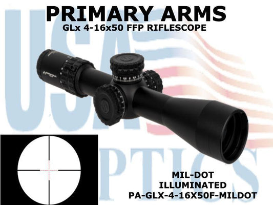 PRIMARY ARMS, PA-GLX-4-16X50F-MILDOT, GLx 4-16x50F Mil-Dot