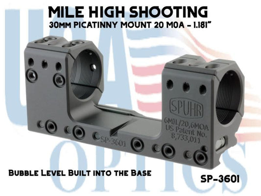 SPUHR, SP-3601, 30mm PICATINNY MOUNT 20 M0A - 1.181"