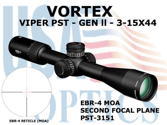 VORTEX, PST-3151, VIPER PST Gen II 3-15x44 SFP EBR-4 MOA