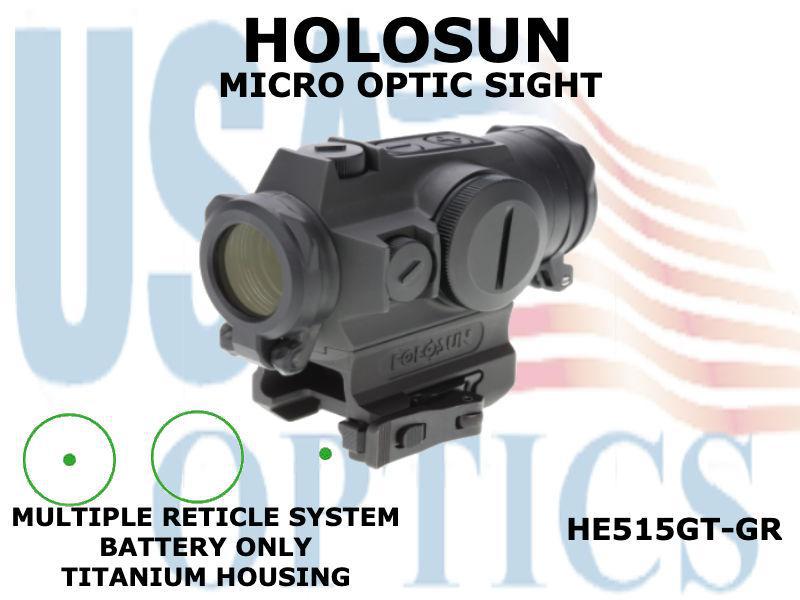 HOLOSUN, HE515GT-GR, MICRO OPTIC SIGHT - GREEN - BATTERY ONLY - TITANIUM