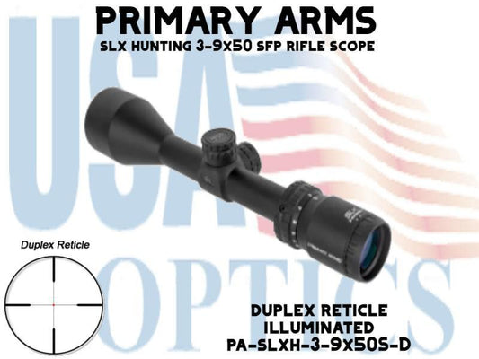PRIMARY ARMS, PA-SLXH-3-9X50S-D, SLx HUNTER 3-9x50mm SFP RIFLE SCOPE - DUPLEX RETICLE