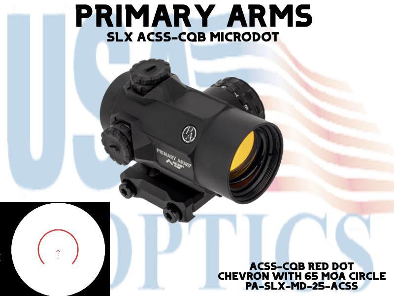 PRIMARY ARMS, PA-SLX-MD-25-ACSS, SLX ROTARY KNOB 25mm MICRODOT WITH ACSS-CQB RED DOT RETICLE