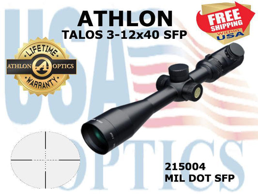 ATHLON, 215004, TALOS 3-12x40, Capped , Side Focus, 1 inch, SFP, Mil-Dot
