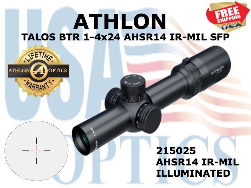 ATHLON, 215025, TALOS BTR 1-4x24 Direct Dial Fixed 30mm Tube SFP, AHSR 14 SFP IR-MIL