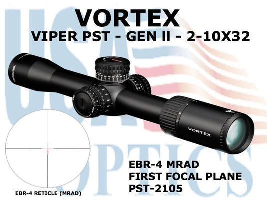 VORTEX, PST-2105, VIPER PST GEN II 2-10x32 FFP EBR-4 MRAD
