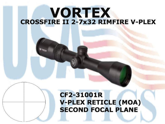 VORTEX, CF2-31001R, CROSSFIRE II 2-7x32 PLEX RIMFIRE