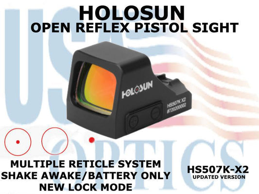 HOLOSUN, HS507K-X2, OPEN REFLEX PISTOL SIGHT - RED (BATTERY ONLY)