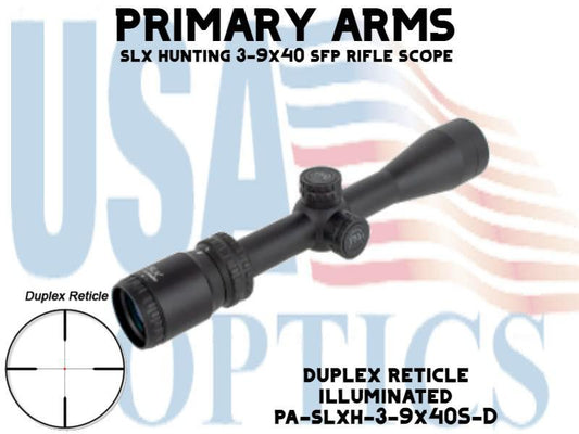PRIMARY ARMS, PA-SLXH-3-9X40S-D, SLx HUNTING 3-9x40mm SFP RIFLE SCOPE - DUPLEX RETICLE