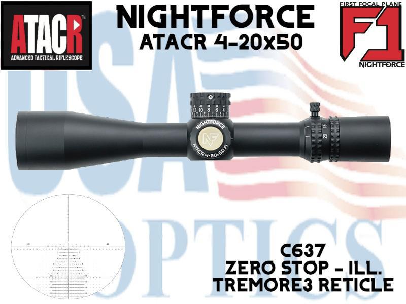 NIGHTFORCE, C637, ATACR 4-20x50 F1 .1 MIL-RADIAN TREMORE3 RETICLE - ILL