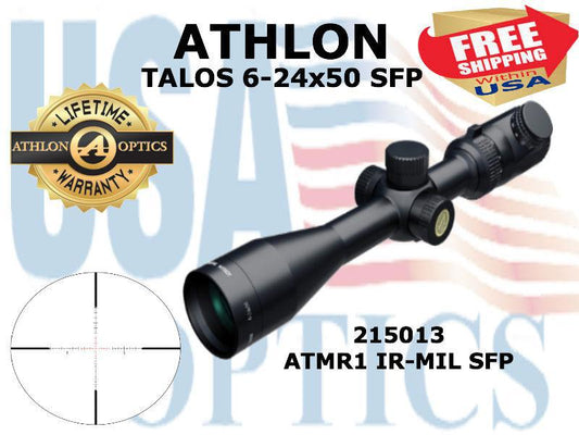 ATHLON, 215013, TALOS 6-24x50, Capped, Side Focus, 1 inch, SFP, ATMR1 SFP IR - MIL