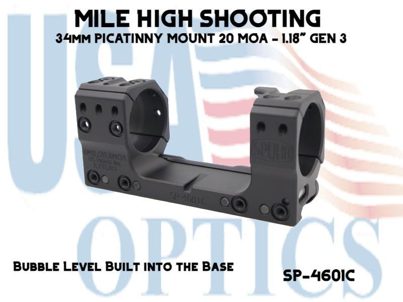 SPUHR, SP-4601C, 34mm PICATINNY MOUNT 20 MOA - 1.18" GEN 3