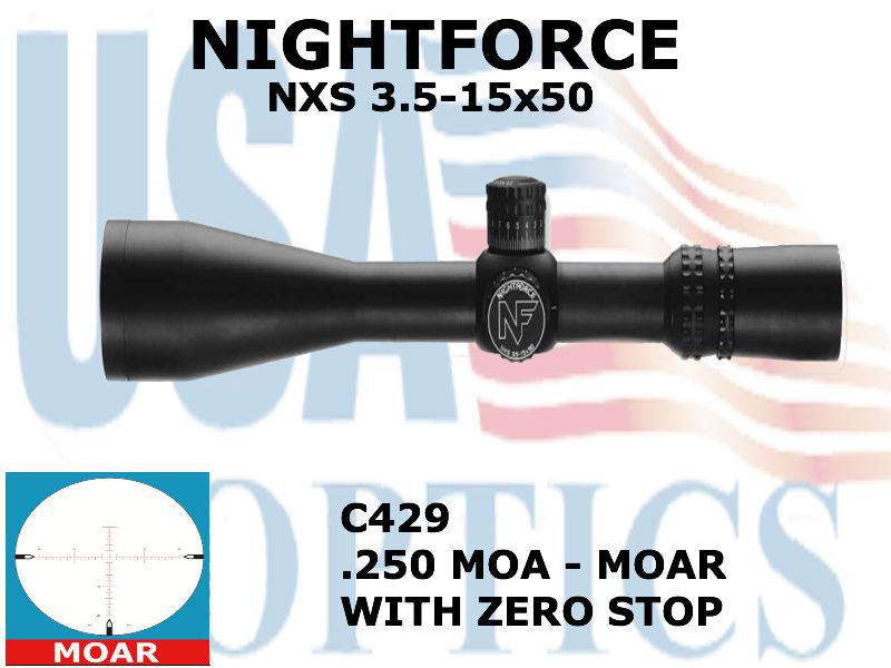NIGHTFORCE, C429, NXS - 3.5-15x50mm - ZeroStop - .250 MOA - Illuminated - MOAR