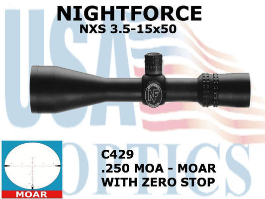 NIGHTFORCE, C429, NXS - 3.5-15x50mm - ZeroStop - .250 MOA - Illuminated - MOAR