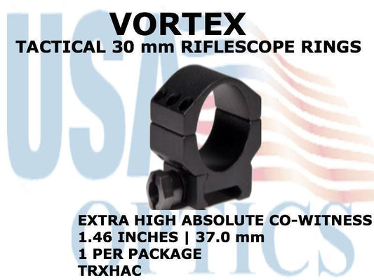 VORTEX, TRXHAC, TACTICAL RIFLESCOPE RING (1) - 30mm EXTRA HIGH ABSOLUTE CO-WITNESS - 1.46 Inches - 37.0 mm
