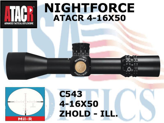 NIGHTFORCE, C543, ATACR - 4-16x50mm - ZeroStop - .1 Mil-Radian - DigIllum - PTL - Mil-R