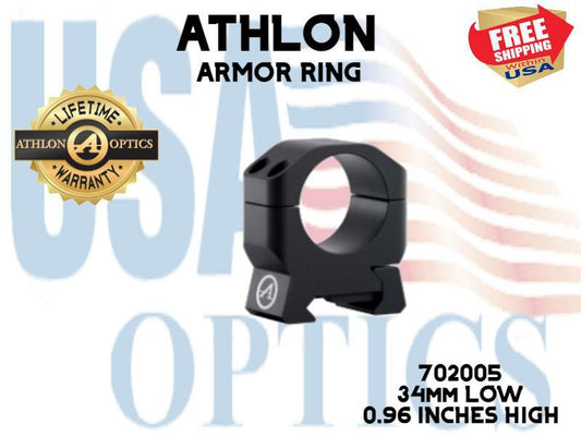 ATHLON, 702005, ARMOR 34mm LOW HEIGHT (0.96") SCOPE RING