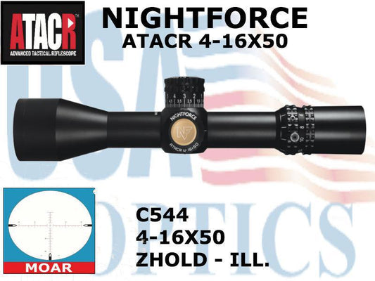 NIGHTFORCE, C544, ATACR - 4-16x50mm - ZeroStop - .250 MOA - DigIllum - PTL - MOAR