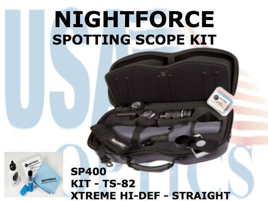 NIGHTFORCE, SP400, Kit - TS-82 - Xtreme Hi-Def - Straight - with 20-70x Eyepiece, Case, Sleeve, Cleaning Kit, Fob Lens Cloth, Grommet Kit