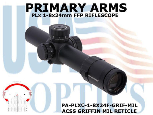 PRIMARY ARMS, PA-PLXC-1-8x24F-GRIF-MIL, PLXC 1-8X24 FFP GRIF MIL
