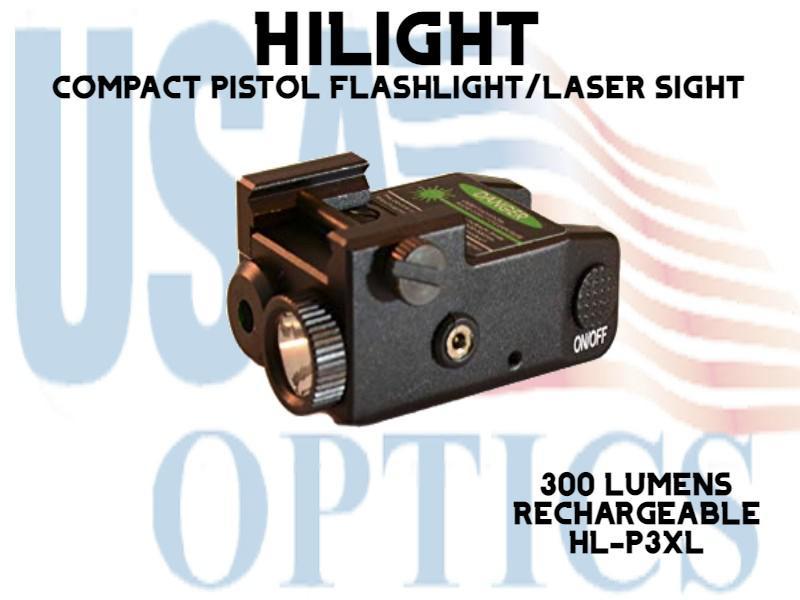 HILIGHT, HL-P3XL, GREEN LASER FLASHLIGHT COMBO for SUBCOMPACT PISTOLS