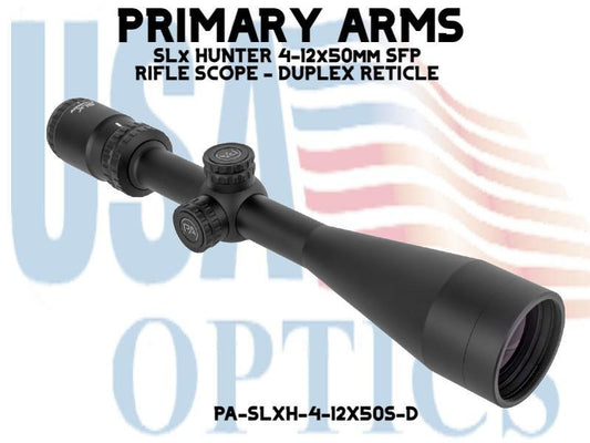PRIMARY ARMS, PA-SLXH-4-12X50S-D, SLx HUNTER 4-12x50mm SFP RIFLE SCOPE - DUPLEX RETICLE
