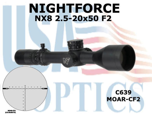 NIGHTFORCE, C639, NX8 2.5-20x50 F2 MOAR-CF2