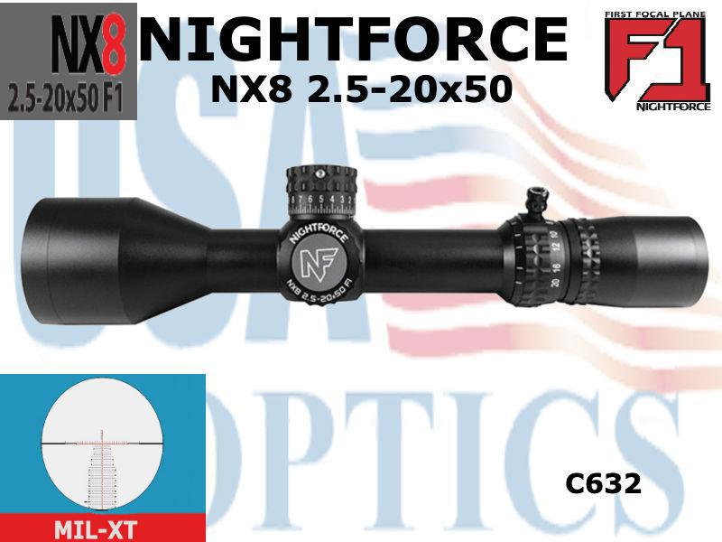 NIGHTFORCE, C632, NX8 F1 2.5-20x50 COMPACT MIL-XT