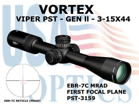 VORTEX, PST-3159, VIPER PST GEN II 3-15x44 FFP EBR-7C MRAD