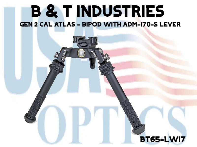 B & T INDUSTRIES, BT65-LW17, GEN 2 CAL ATLAS - BIPOD WITH ADM-170-S LEVER