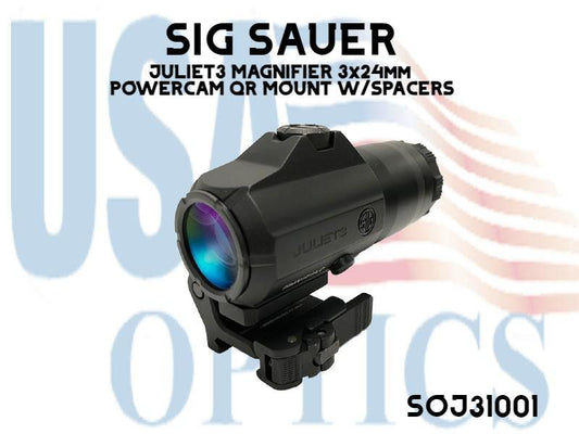 SIG SAUER, SOJ31001, JULIET3 MAGNIFIER 3x24mm POWERCAM QR MOUNT W/SPACERS