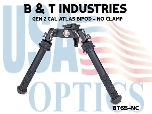 B & T INDUSTRIES, BT65-NC, GEN 2 CAL ATLAS BIPOD - NO CLAMP