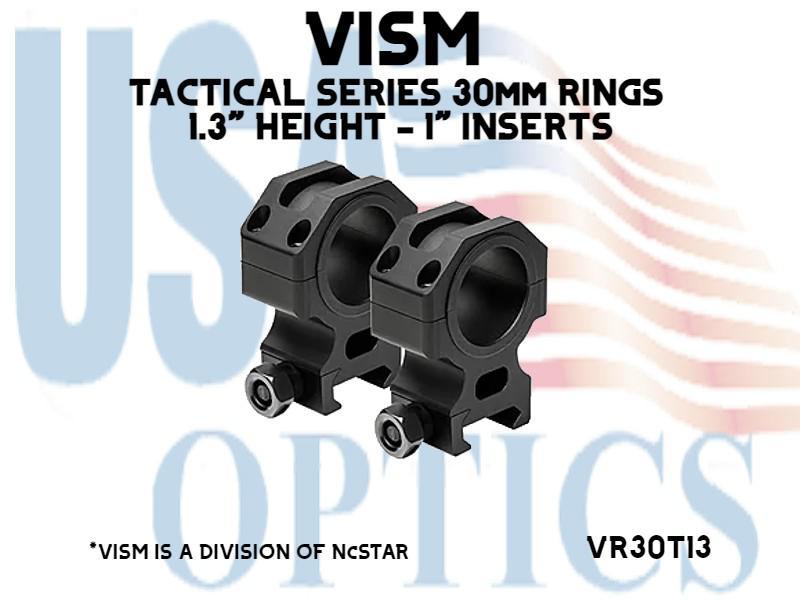 NcSTAR, VR30T13, TACTICAL SERIES 30mm RINGS - 1.3" HEIGHT - 1" INSERTS