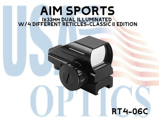 AIM SPORTS, RT4-06C, 1x33mm DUAL ILLUMINATED W/4 DIFFERENT RETICLES-CLASSIC  II EDITION