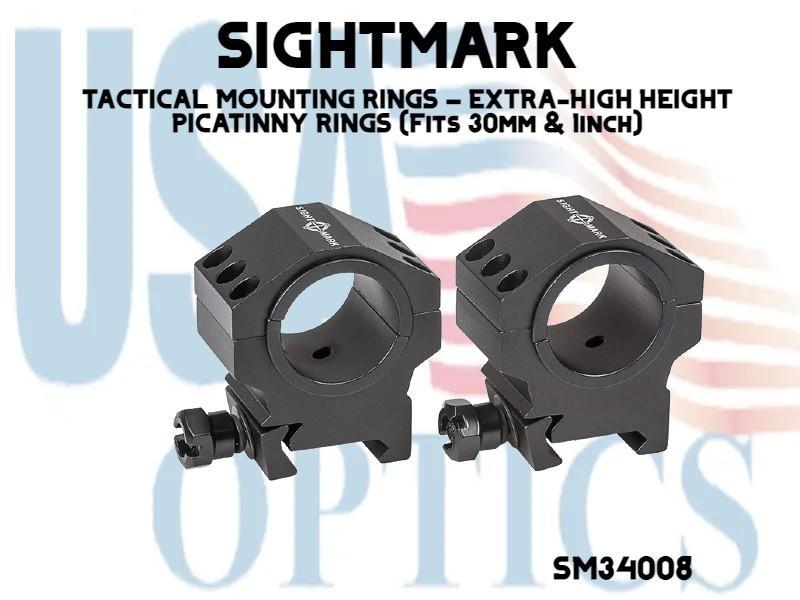 SIGHTMARK, SM34008, TACTICAL MOUNTING RINGS – EXTRA-HIGH HEIGHT PICATINNY RINGS (Fits 30mm & 1inch)
