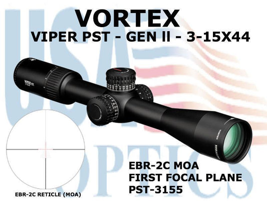 VORTEX, PST-3155, VIPER PST GEN II 3-15x44 EBR 2-C MOA