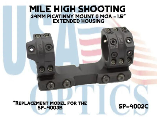 SPUHR, SP-4002C, 34MM PICATINNY MOUNT 0 MOA - 1.5", EXTENDED HOUSING