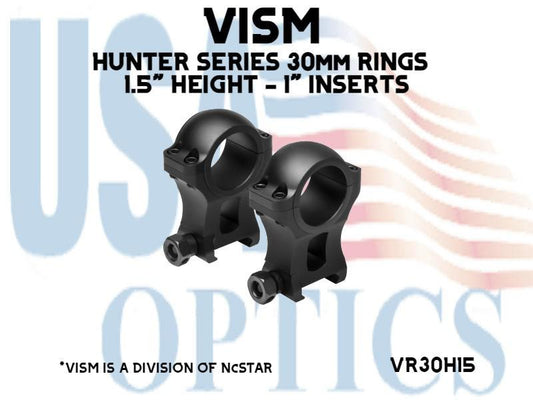NcSTAR, VR30H15, HUNTER SERIES 30mm RINGS - 1.5" HEIGHT - 1'' INSERTS