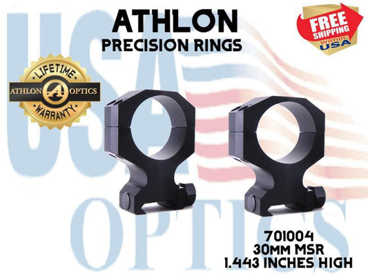 ATHLON, 701004, PRECISION RINGS 30mm MSR 1.443 INCHES HIGH