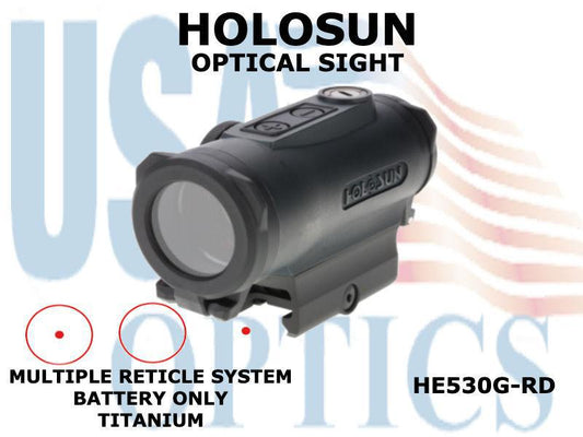 HOLOSUN, HE530G-RD, OPTICAL SIGHT - RED - BATTERY ONLY - TITANIUM