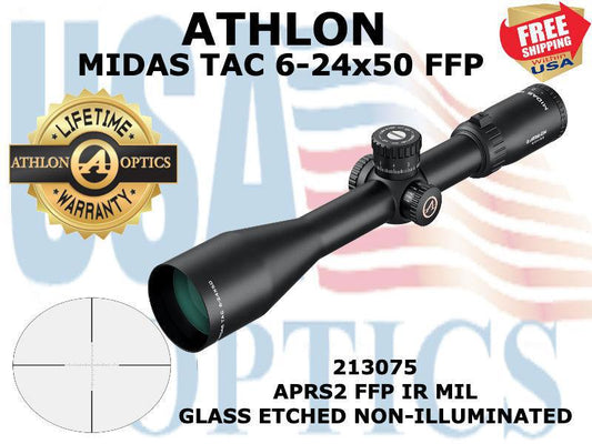 ATHLON, 213075, MIDAS TAC 6-24x50, 30mm, APRS2  FFP MIL Reticle