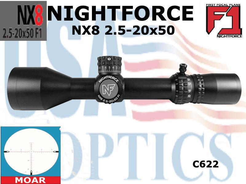 NIGHTFORCE, C622, NX8 2.5-20x50 MOAR F1