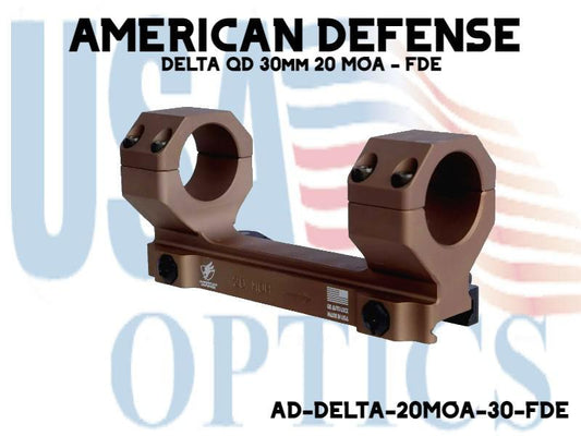 AMERICAN DEFENSE, AD-DELTA-20MOA-30-FDE, DELTA QD 30mm 20 MOA - FDE