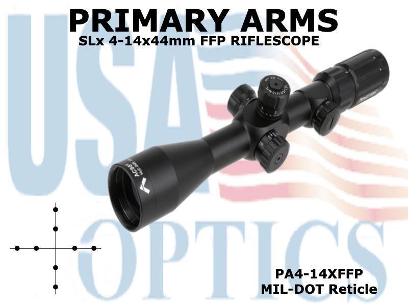 PRIMARY ARMS, PA4-14XFFP, SLx 4-14x44 MIL DOT