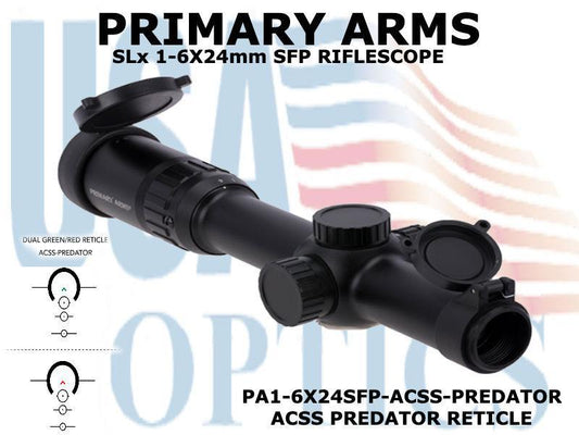 PRIMARY ARMS, PA1-6X24SFP-ACSS-PREDATOR, SLx 1-6x24mm SFP RIFLE SCOPE Gen III - Illuminated ACSS-PREDATOR